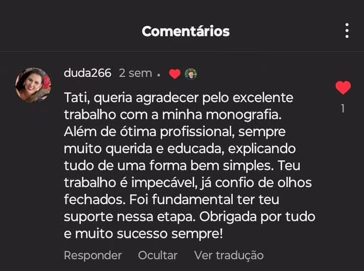 Depoimento - Trabalho excelente com monografia